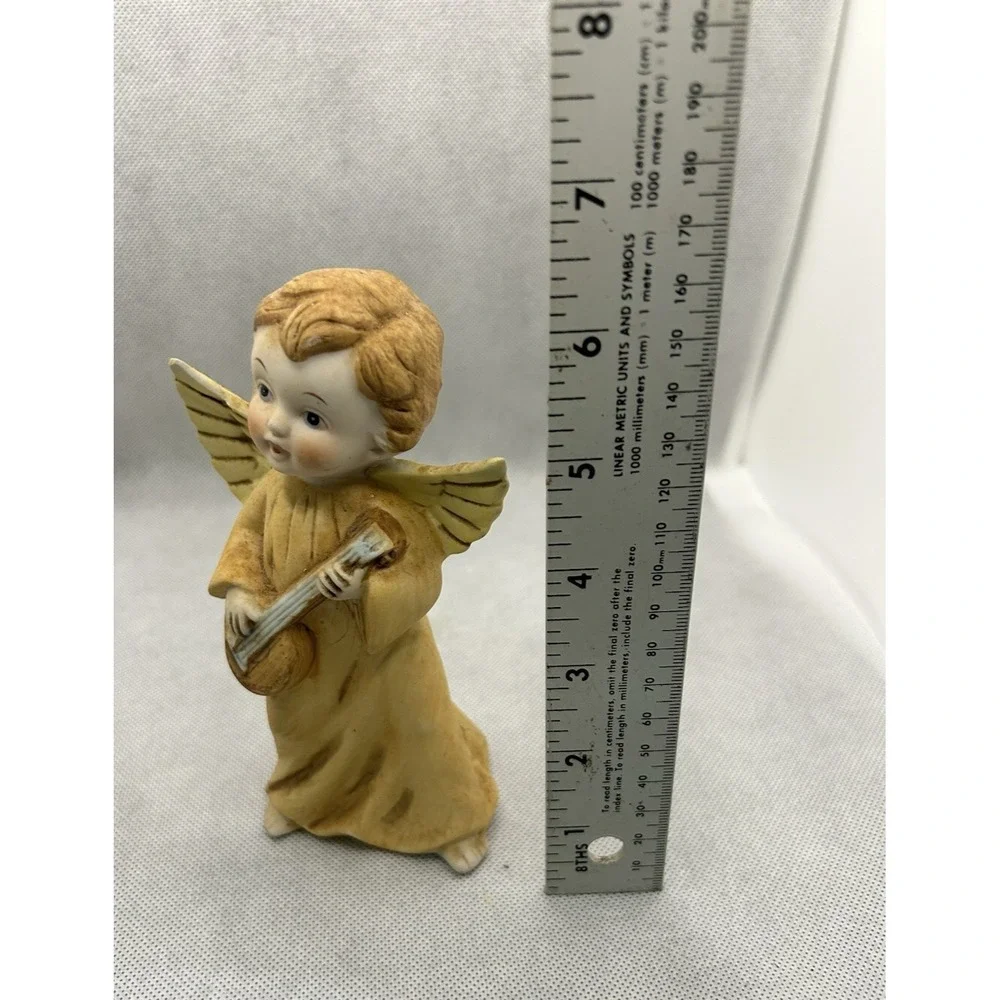 Vintage Homco Angel‎ Playing Mandolin Instrument Bisque Figurine Numbered 5400